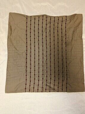 Natori Cherry Blossom Grey Taupe Embroidered Pleated Euro Sham Set  24"X 24"